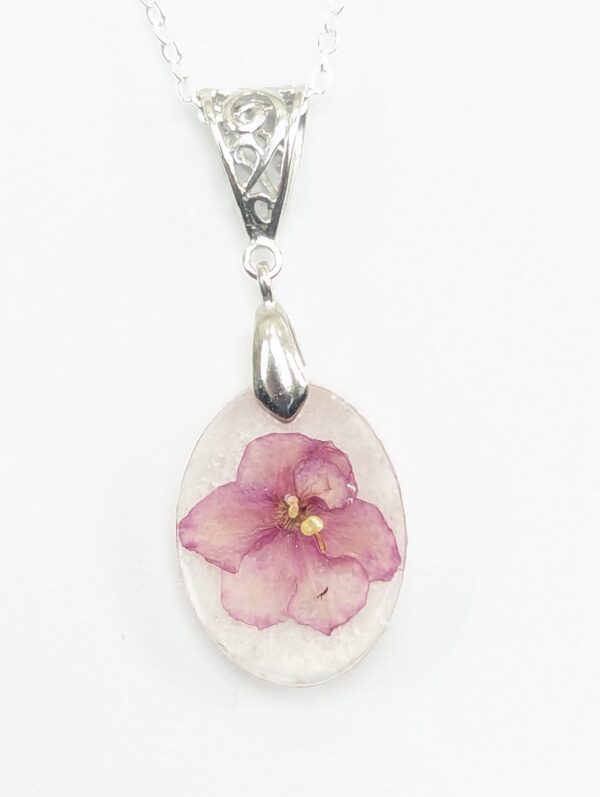 Ness Angel Babe African Violet Preserved In A Resin Necklace - Image 3