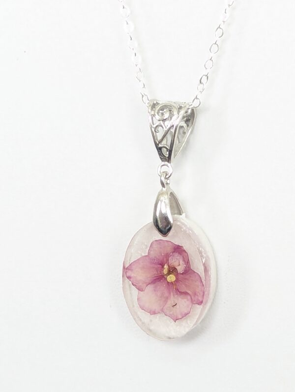 Ness Angel Babe African Violet Preserved In A Resin Necklace - Image 4