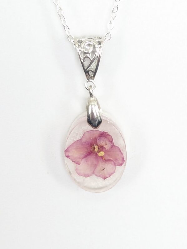 Ness Angel Babe African Violet Preserved In A Resin Necklace - Image 5