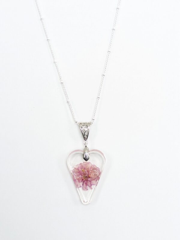 Ness Angel Babe African Violet Preserved In A Resin Necklace